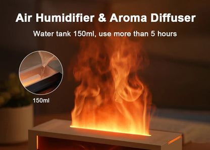 👉 Air Humidifier & Aroma Diffuser – LED Flame with Remote Control