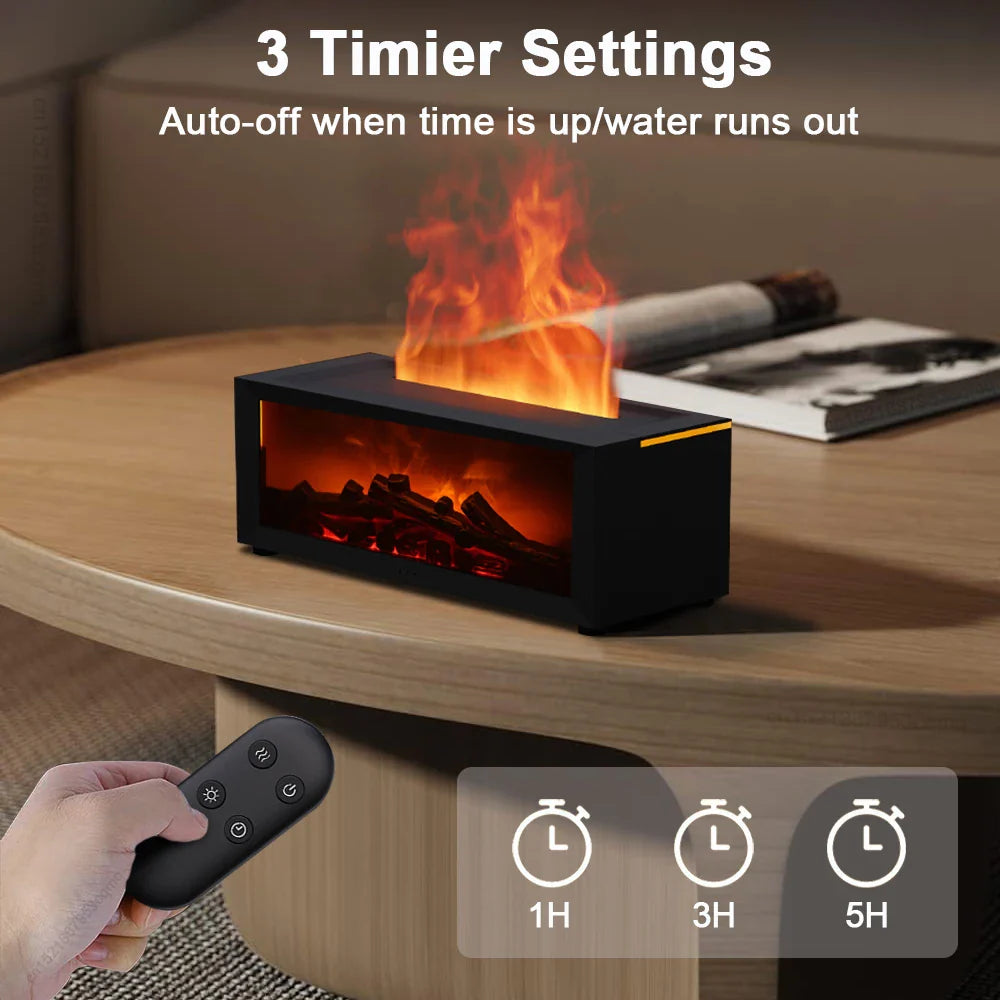 👉 Air Humidifier & Aroma Diffuser – LED Flame with Remote Control